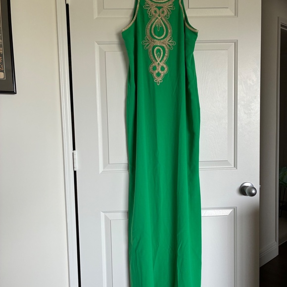 NWT Lilly Pulitzer Taylane maxi dress in green and gold M 8 - Picture 12 of 13